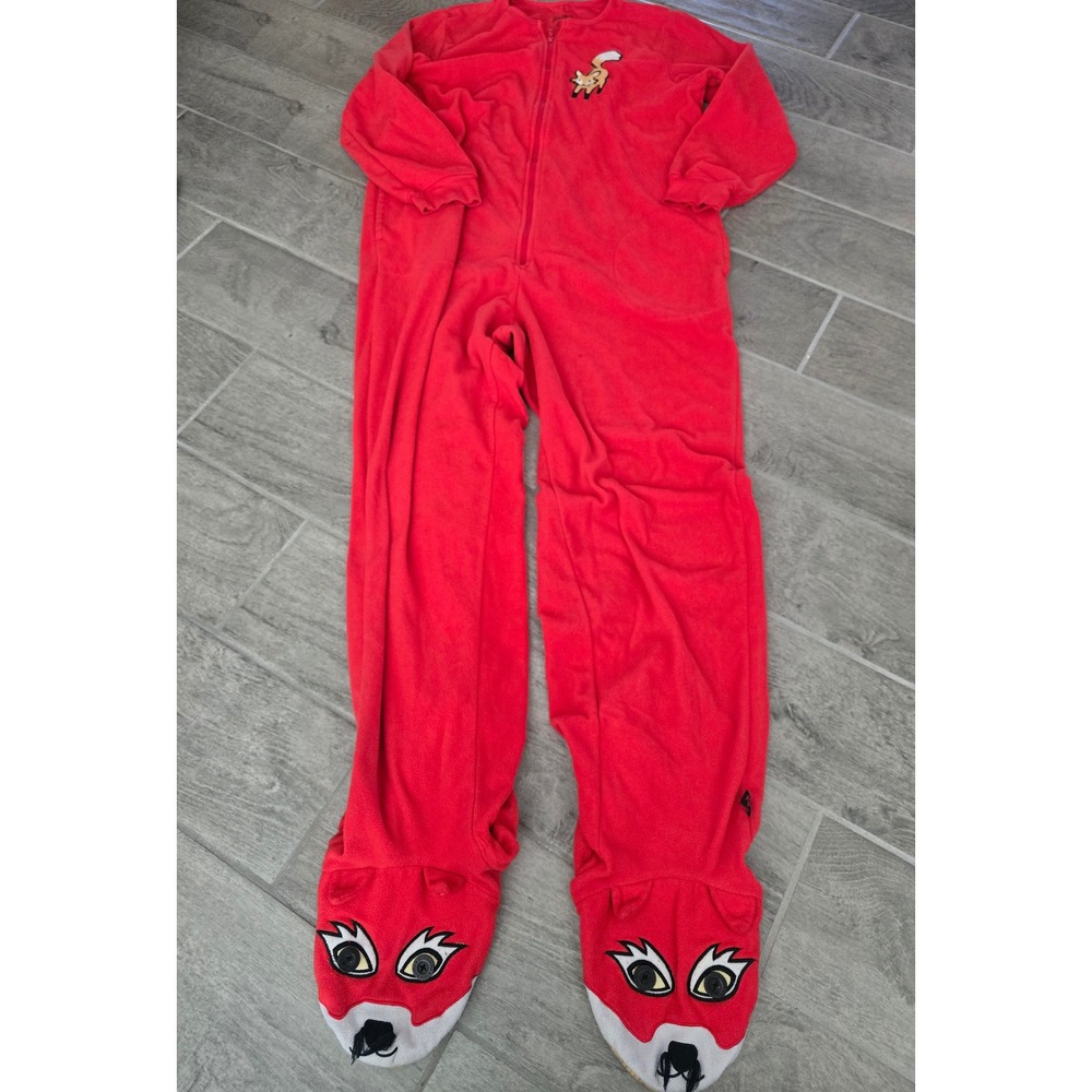 Nick & Nora Womens‎ Red Fox Fleece Footed One Piece Pajamas Suit Large Footie